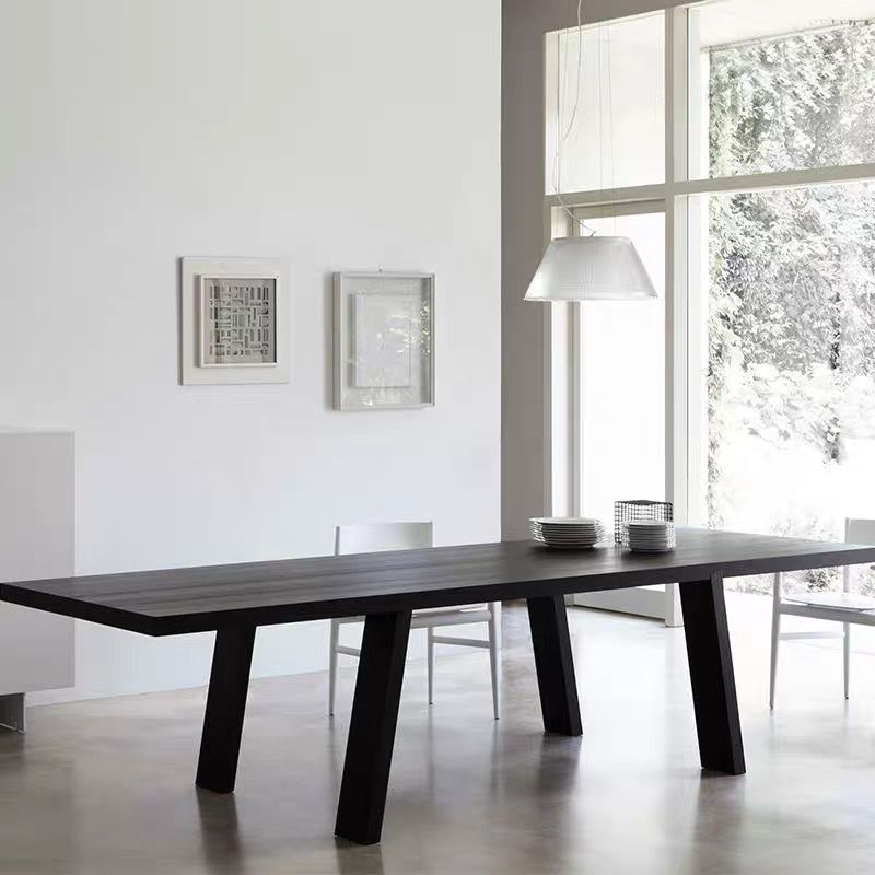 Mesa de comedor rectangular industrial de madera maciza Mesa superior de madera con patas