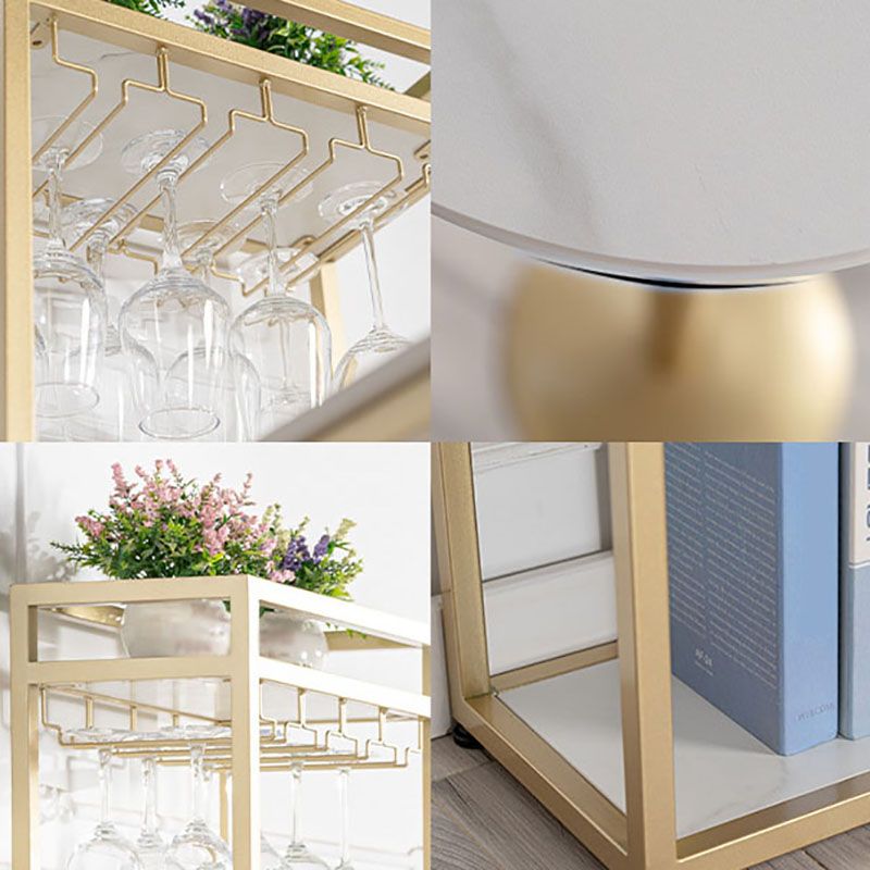 Nordic Style Bar Table Stone Top Pub Table with Wine Cabinet for Dining Room