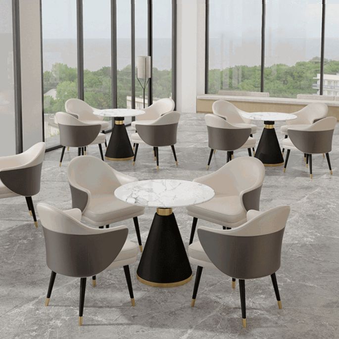 Glam Style Sintered Stone Dining Set Round 1/2/5 Pieces Dining Set for Home Use