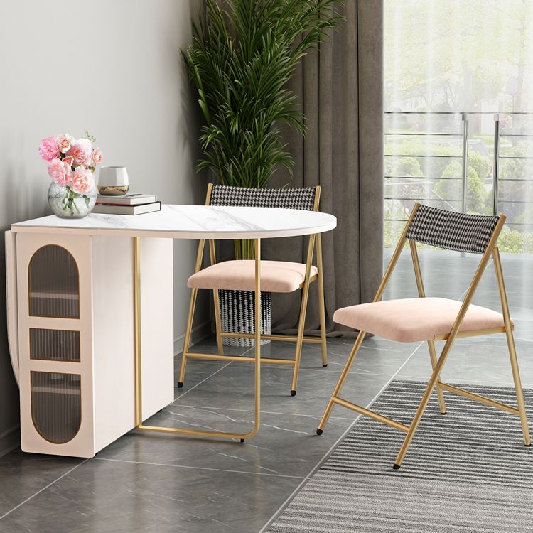 59-inch Oval Shape Casual Dining Table Two-Color Extendable Table with Sintered Stone