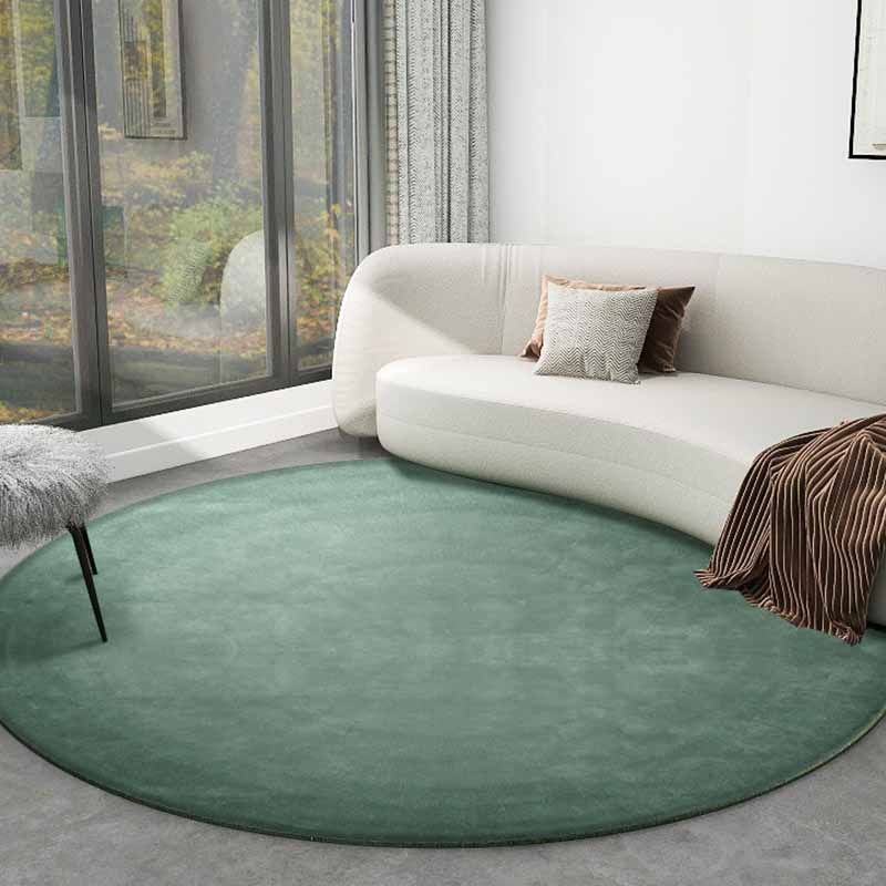 Fancy Green Area Carpet Modern Polyester Area Rug Pure Color Stain Resistant Rug for Bedroom