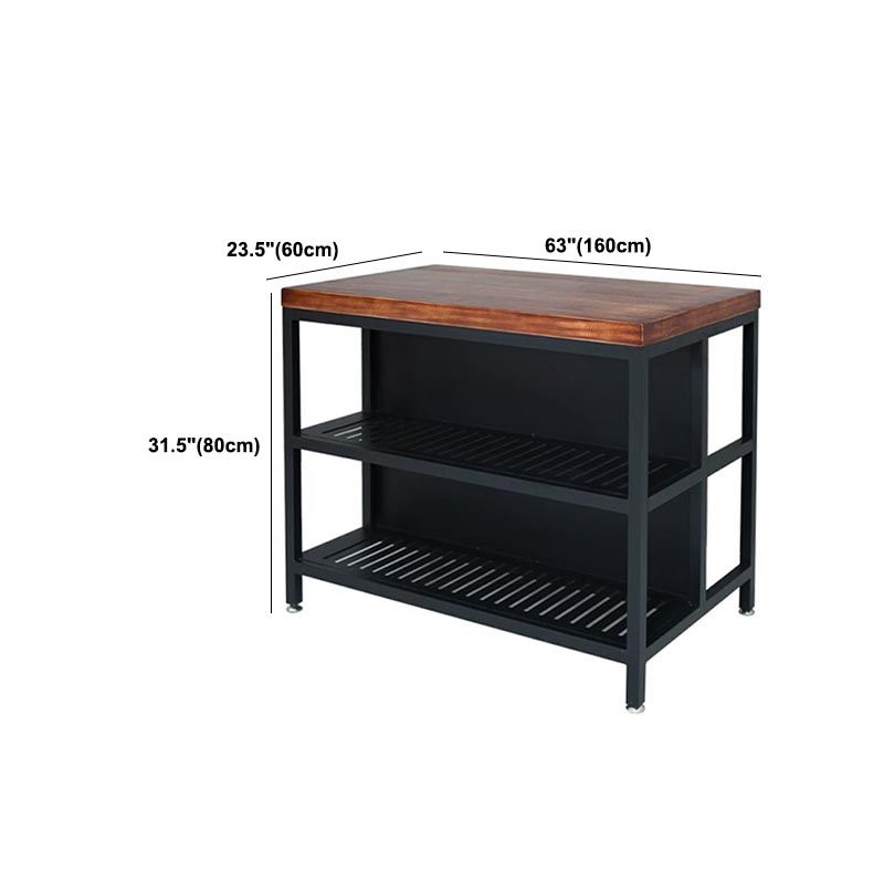Industrial Stationary Kitchen Island table Metal Rectangular Kitchen Island Cart