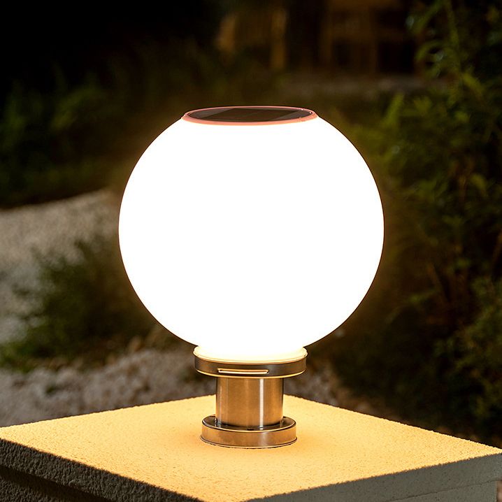 Contemporary Outdoor Lamp Minimalist Solar Lamp with Acrylic Shade for Backyard