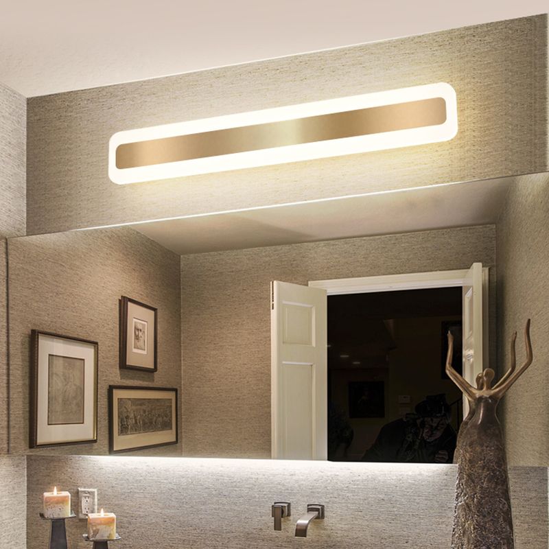 Acconde da parete da parete lineare a 1 luce moderna moderna illuminazione da parete specchio in stile semplice in oro