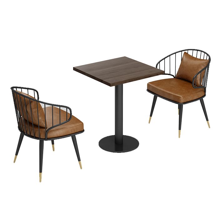 Industrial Solid Wood Dinner Room Kitchen Table Brown Top Table with Black Frame for Dining Room