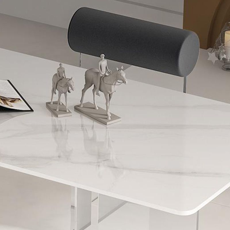 Contemporary Style 1/2/4/6 Pieces Dining Chairs Set Rectangle Stone Furniture in White