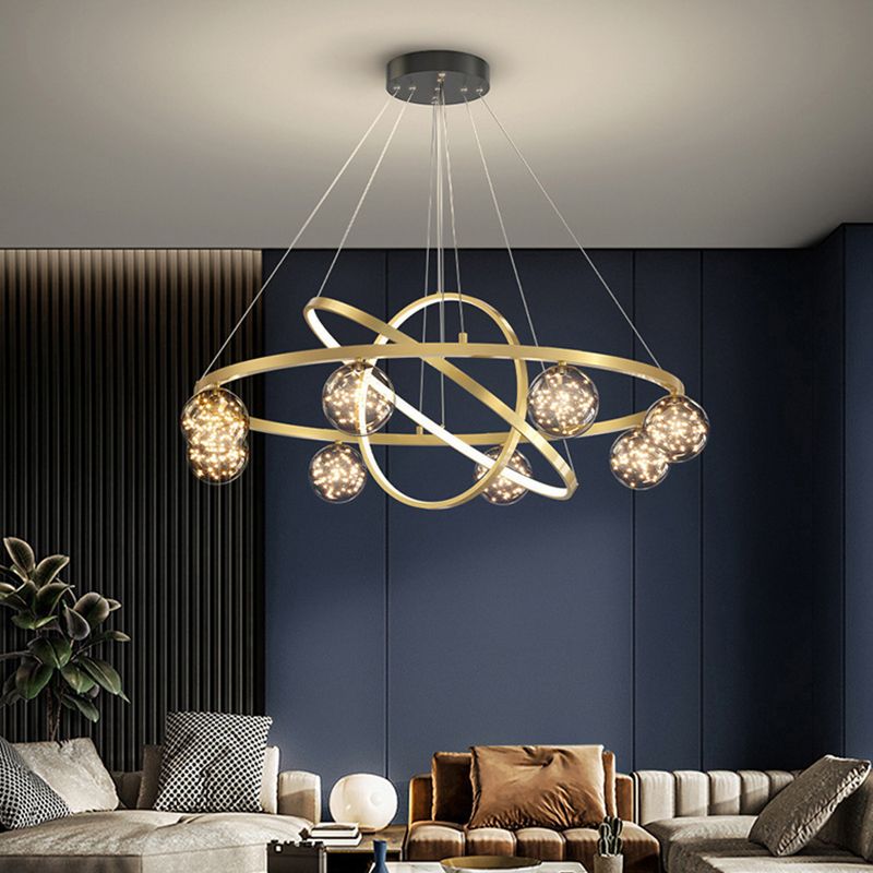 Contemporary Multi Light Glass Chandelier Light Fixtures Restaurant Hanging Chandelier