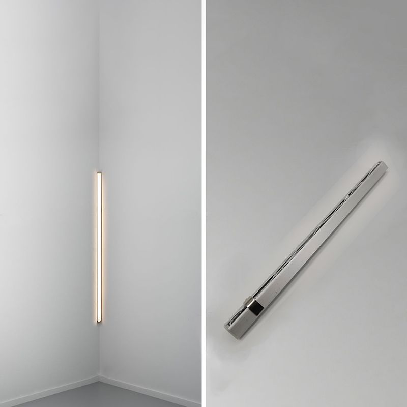 Modern Style Linear Shade Wall Sconce Metal 1 Light Wall Mounted Lighting in White