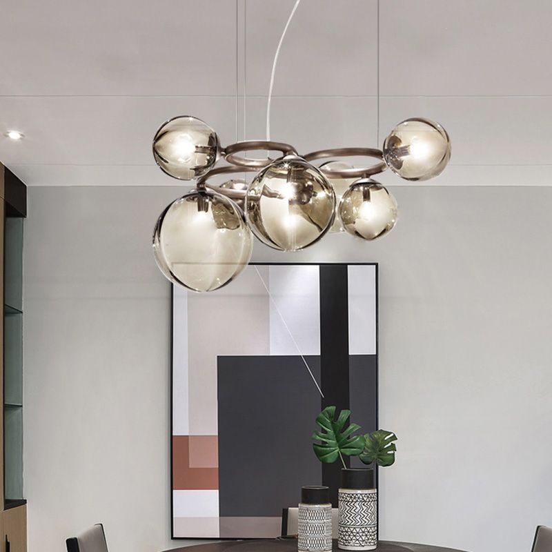 Kugelförmiger Kronleuchter 2 Farbe Optionaler minimalistischer Kronleuchter für Esszimmer Schlafzimmer