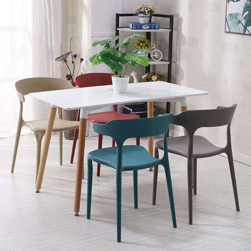 Contemporary Style Stackable Chair Open Back Kitchen Arm Chair with Plastic Legs