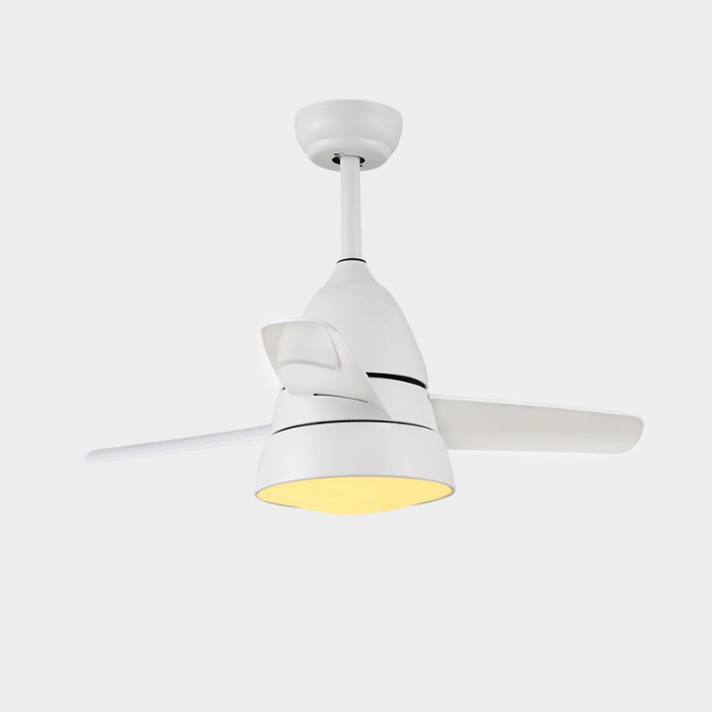 Metal Flush Mount Fan Lamp Macaroon Style LED 3 Gears Ceiling Fan Light for Living Room