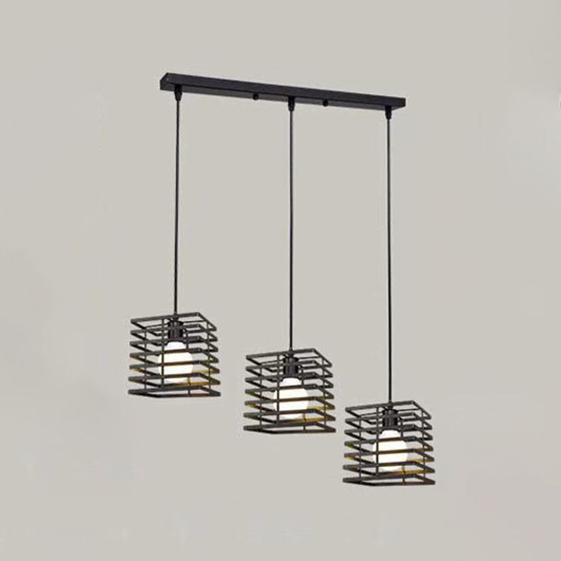 Simple Cage Hanging Island Light Industrial Hanging Lighting Fixture for Dining Room