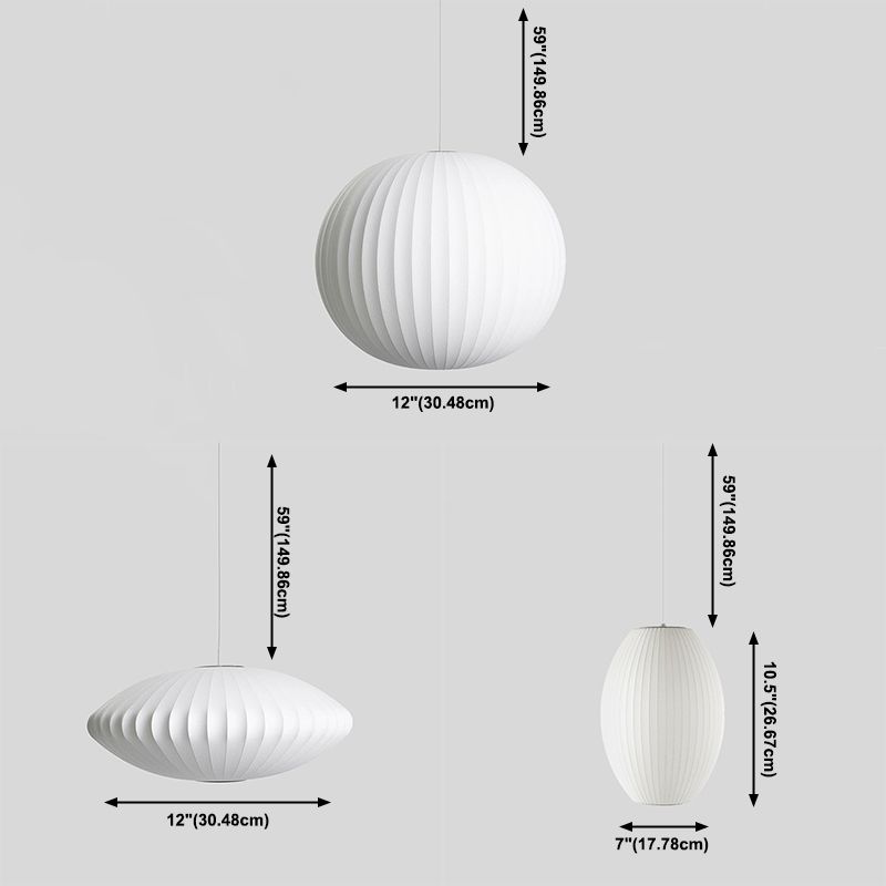 Modern Style White Hanging Lamps Fixtures Fabric 1-Light Ceiling Pendant Lighting