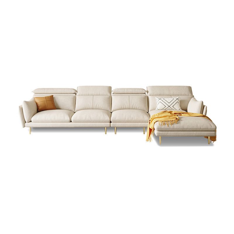 Cream Faux Leather Sofa/Sectional with Storage Bag Adjustable Sofa for Living Room