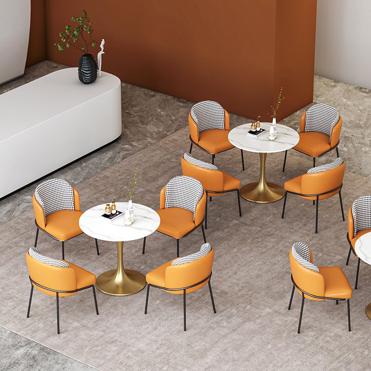 Round Dining Table Set with Metal Base 1/5 Pieces Modern Dinette Set for Kitchen