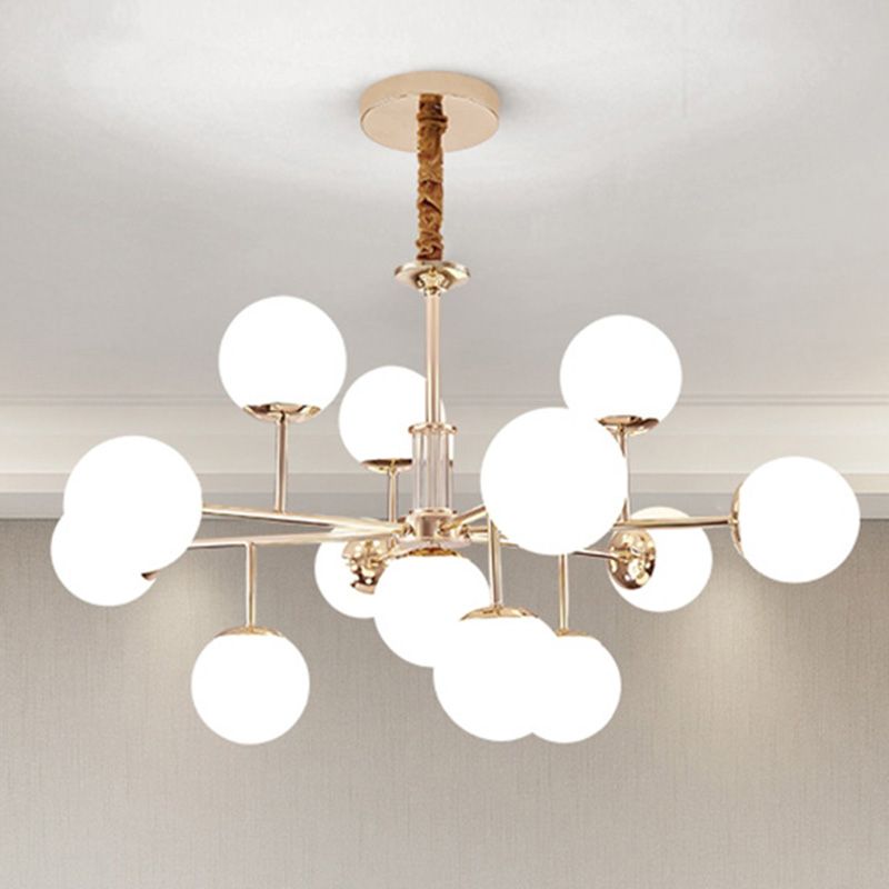 Araña de rama dorada luz colgante de estilo moderno para dormitorio de sala de estar