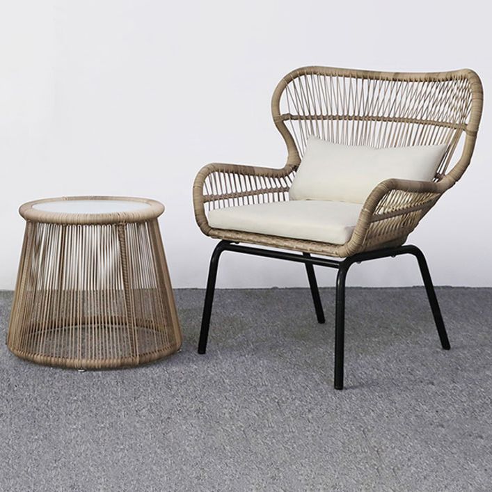 Modern Outdoor Dining Table Set 1/3 Pcs Rattan and Metal Frame Patio Table and Chairs