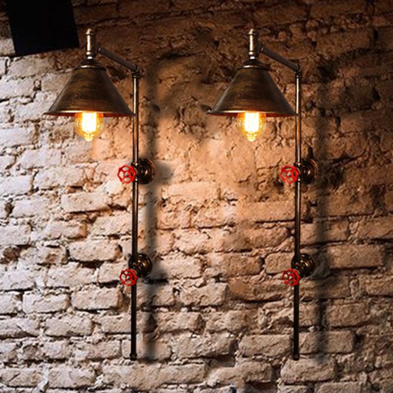 1 Lampada montata a parete di cono leggero in stile industriale in metallo sconce