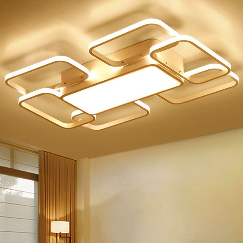 Square and Block Acrylic Ceiling Light Modern LED 18 "/21.5" /25.5 " Wide Flush Light in Warm / White / Natural Light
