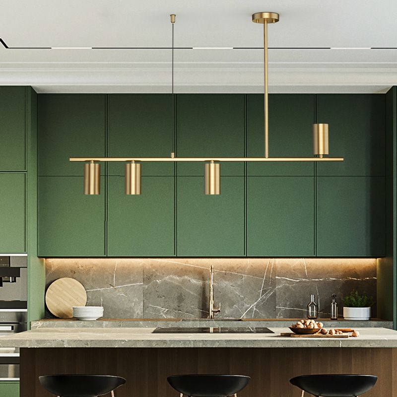 Contemporary Golden Ceiling Light LED Metal Kitchen Island Lighting for Dining Room