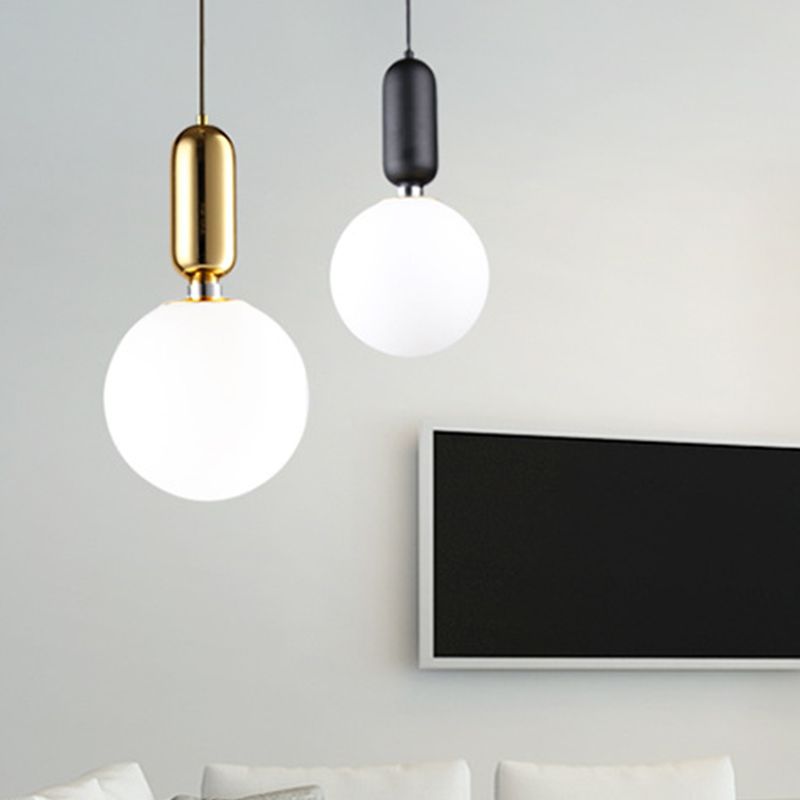 1 Light Spherical Hanging Ceiling Light Modern Style Glass Hanging Lamp Kit