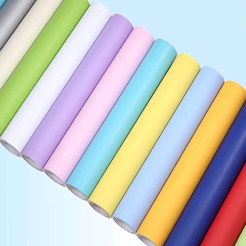 Scandinavian Wallpaper Roll Solid-Colored Self Stick Wall Covering, Multi-Colored