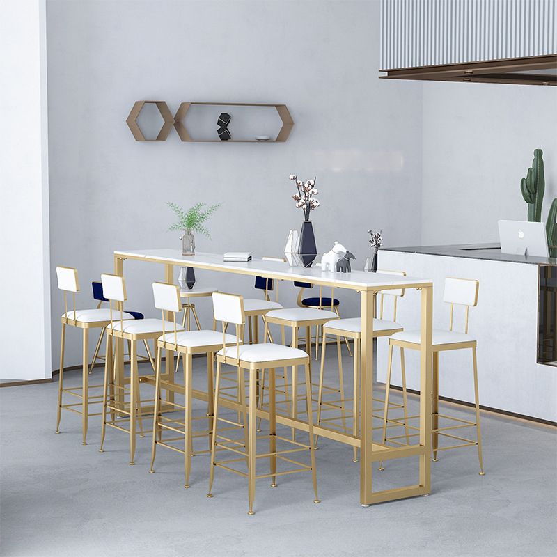 Contemporary Style Upholstered Counter Stool Bar-height Bar Stool with Metal Legs