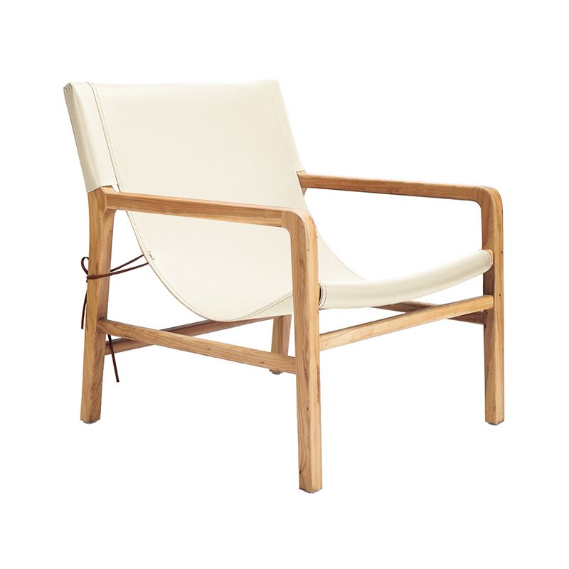 Solid Wood Arm Chair Living Room Fixed Back Arm Chair,Genuine Leather