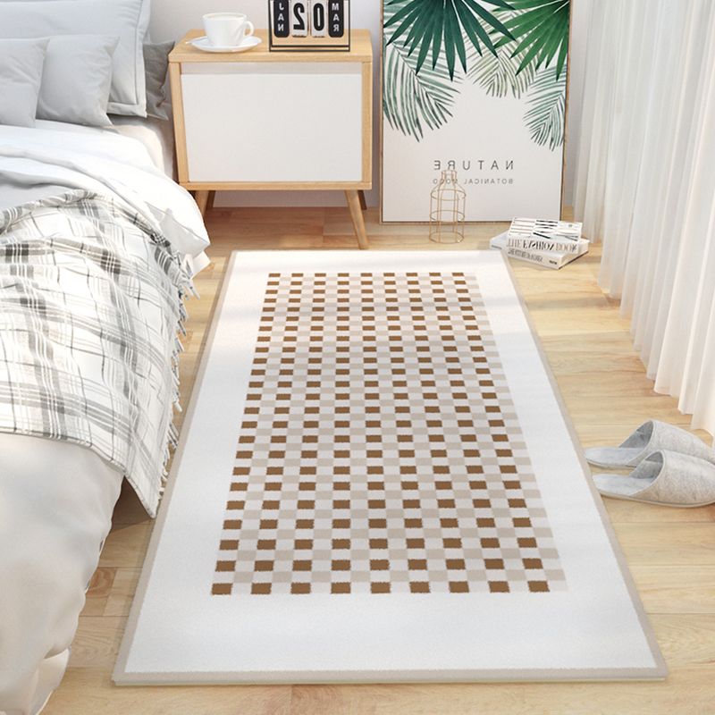 Simplicity Tartan Pattern Carpet Polyester Rug Stain Resistant Area Carpet for Home Decoration