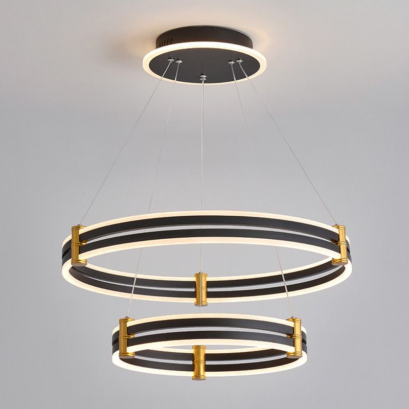 Postmodern Simplicity Round Ceiling Chandelier Acrylic Hanging Light with Hanging Cord for Living Room