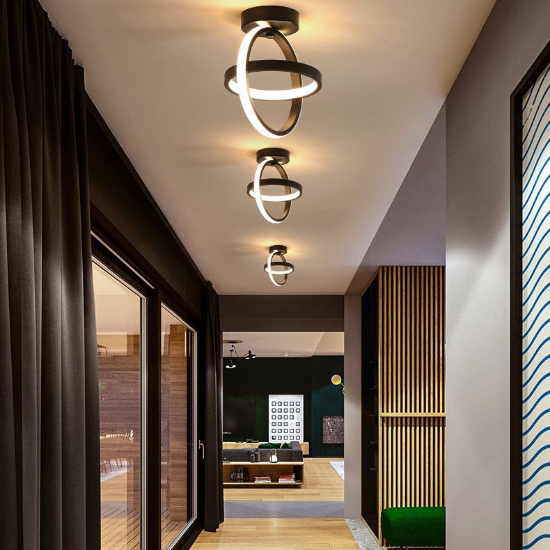 Geometrische semi -flush mount light moderne eenvoud aluminium plafond verlichtingsarmaturen voor slaapkamer