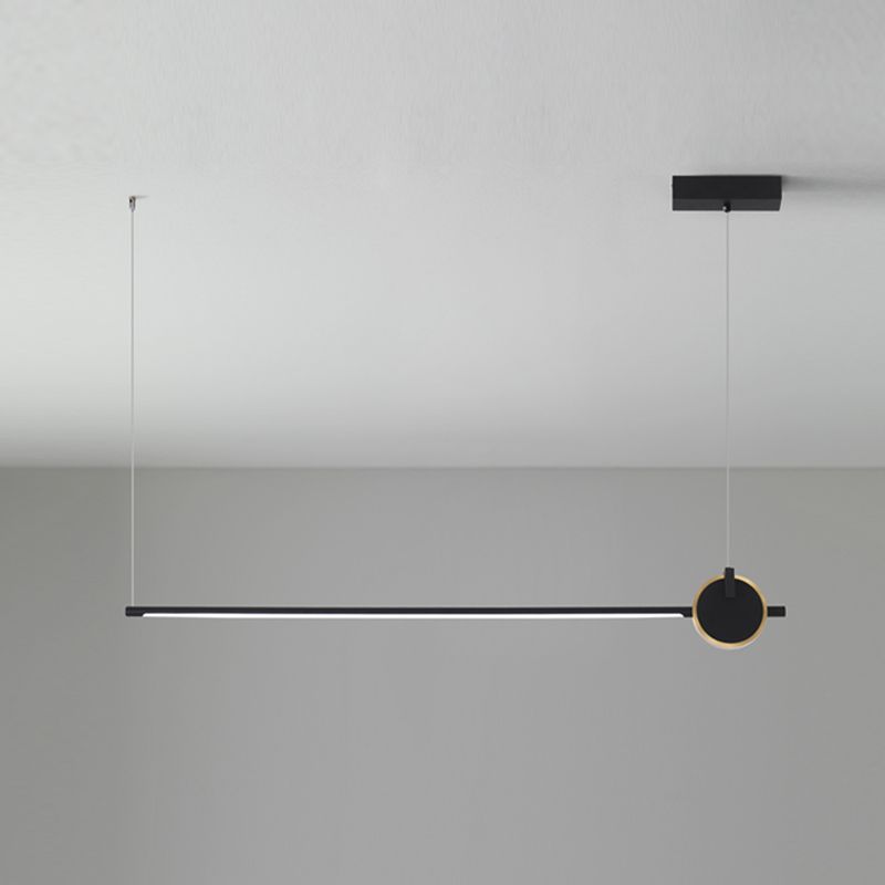 Black metal eiland licht modern 1-head lineair restaurant hangende lamp met acryl schaduw