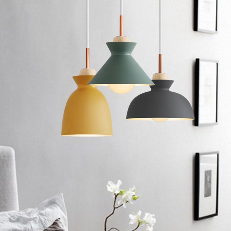 Colorful Geometric Pendant Light Modern Metal Hanging Pendant for Bedroom