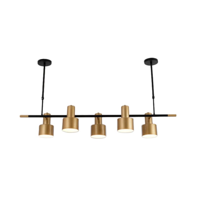 Drum Metal Hanging Pendant Light Traditional 4/5 Lights Dining Room Island Lighting Fixture in Gold