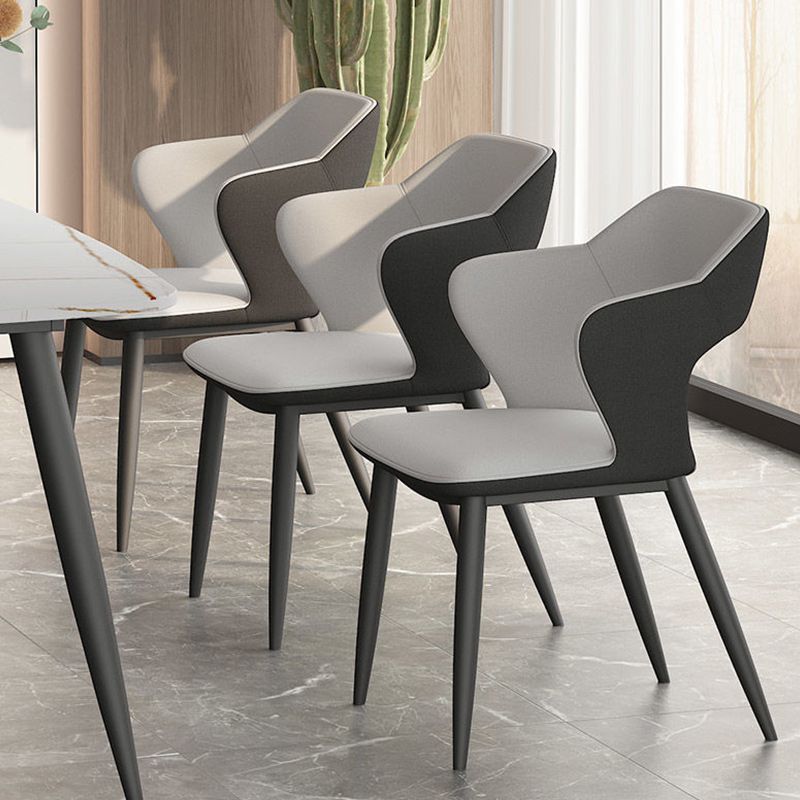 Metal Modern Indoor Side Chair with Arms Matte Finish Open Back Dining Chair