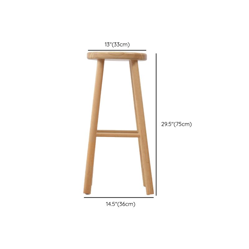 Industrial Solid Wood Counter Stool Armless Bar Stool for Living Room