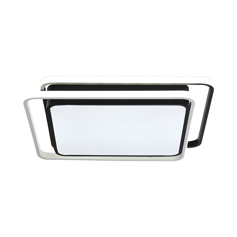 Square Acrylic Ceiling Flush Mount Minimalist Black/White LED Flushmount Lighting in Warm/White/3 Color Light for Hotel