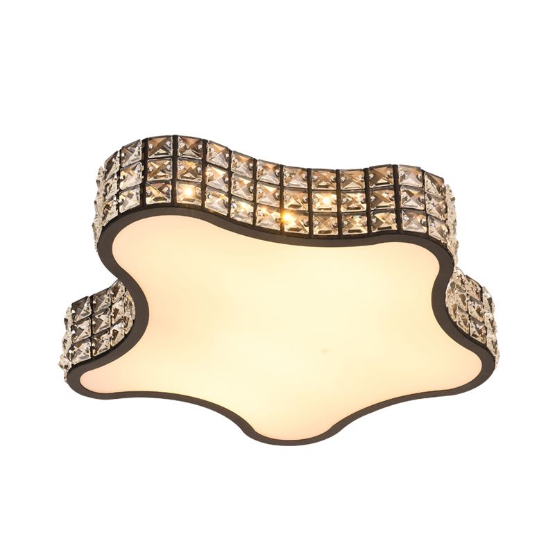 Minimalist Star Flush Ceiling Light LED Inserted Crystal Light Fixture Ceiling in Black