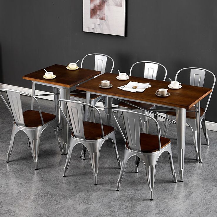 Mesa de comedor de madera maciza de estilo industrial Mesa de comedor con base de metal para comedor