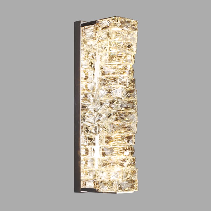 Luz de pared de acero inoxidable moderna Luz de pared geométrica apliques con cristal para sala de estar