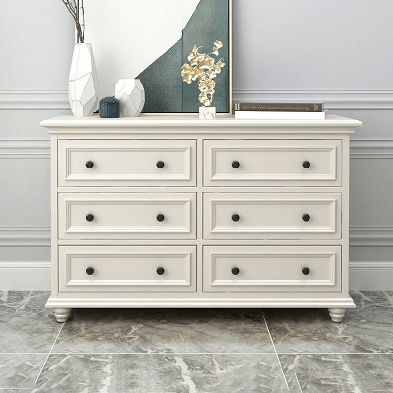 Glam White Wooden Horizontal Storage Chest with Drawers for Home