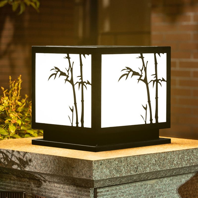 Black Square Pillar Lamp Waterproof Outdoor Solar Lights for Garden