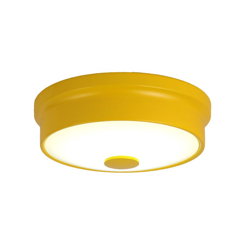 Lámpara empotrada de techo Macaron Drum, iluminación empotrada Led de Metal para habitación de niños en negro/verde/rosa/amarillo con difusor de vidrio esmerilado