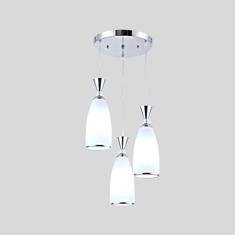 Salle à manger suspendue pendante de style moderne avec une teinte en verre blanc