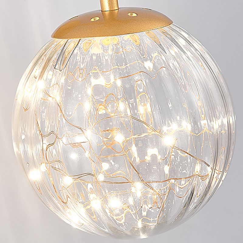 Globe Shape Wall Lamp Modern Style Glass 1 Light Wall Sconce in Black/ Gold