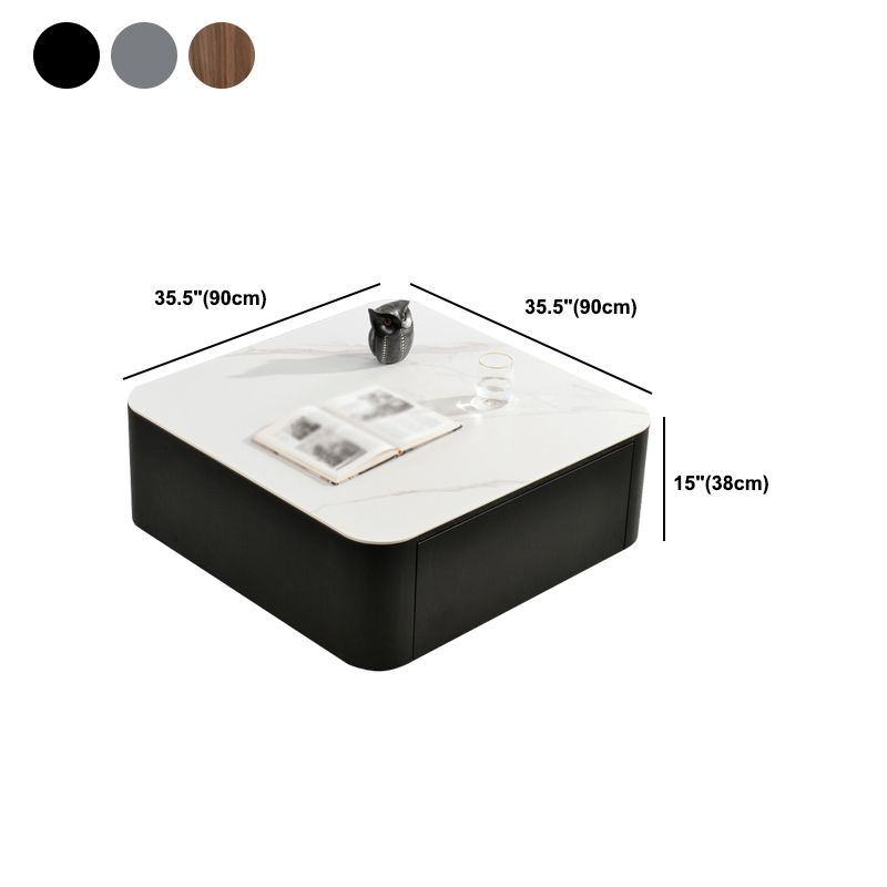 Square Square Block Base Design Slate Plate Table Plate with Drawer Coffee Table
