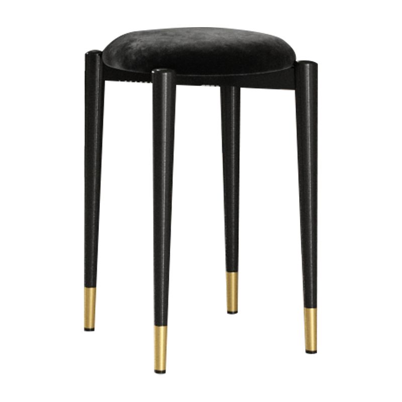 Modern Tear Resistant Pouf Circle Shape Dark Green Velvet Ottoman