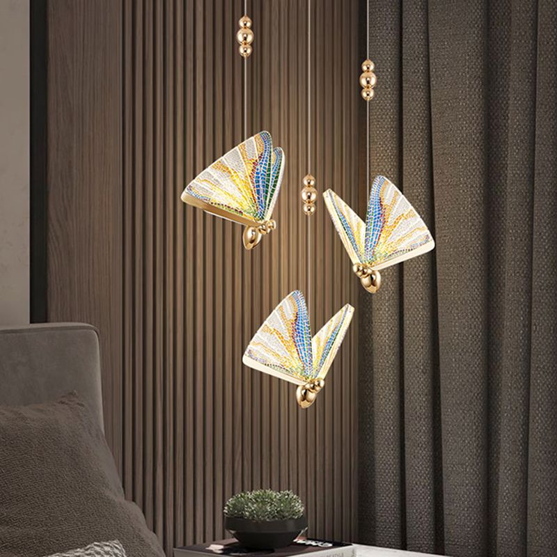 Métal Butterfly Shade Hanging Lights Modern Style 1 Light Hanging Mount Fixture For Dining Room