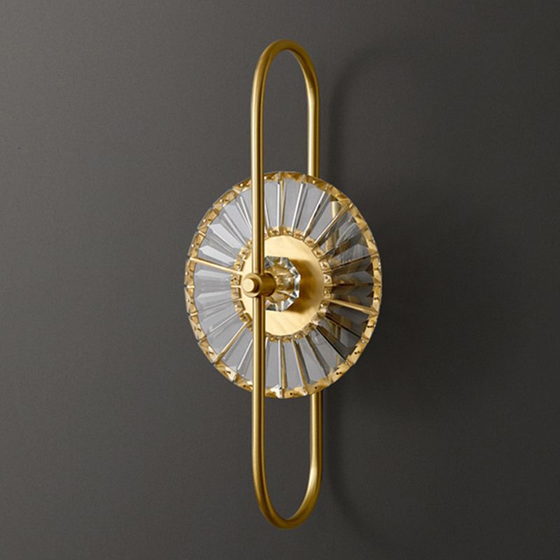 2 / 3 - Light Wall Light Solid Brass and Crystal Post Modern Wall Sconce