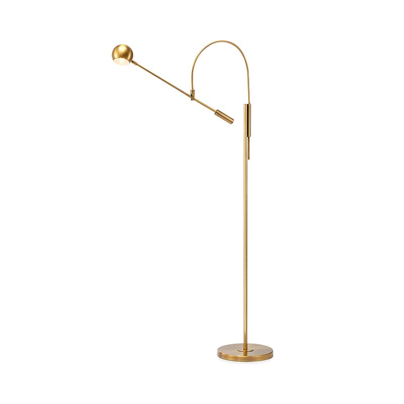 Arch/ángulo recto Iluminación de piso giratorio Metal posmoderno Lámpara de pie de oro de 1 luces con sombra de domo